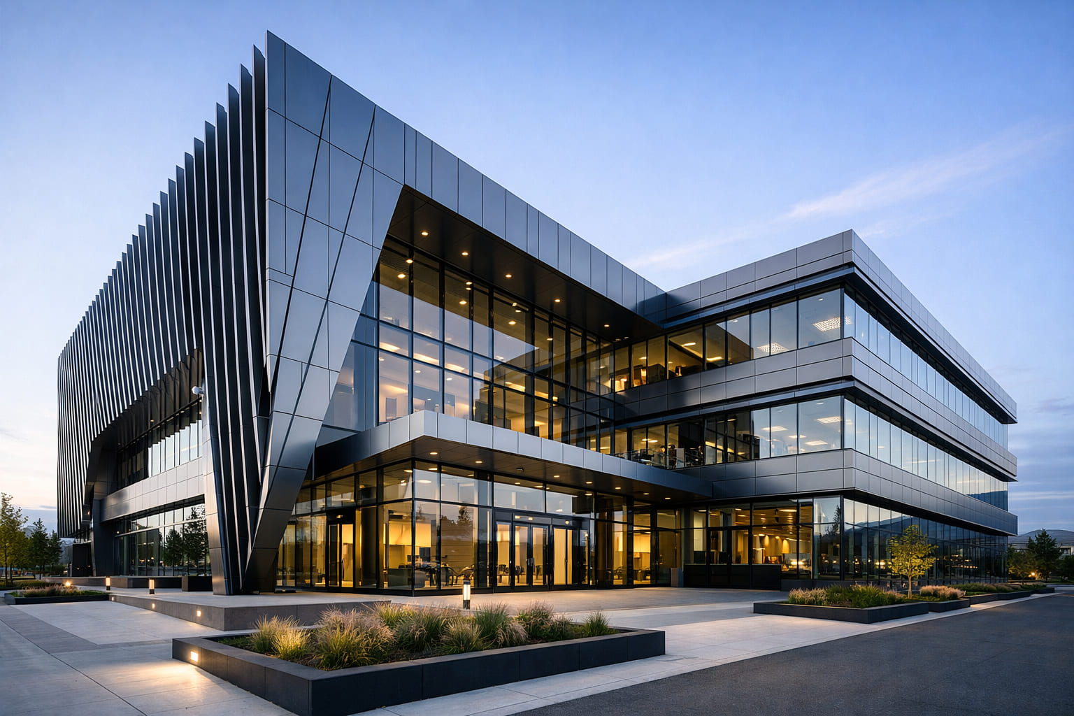 Custom architectural steel fabrication and installation for a commercial building in Dallas, Texas